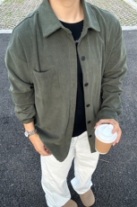 320G厚实灯芯绒衬衫男秋冬款休闲宽松复古长袖衬衣CS027-P35，男装衬衫，星座301C-5