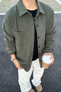 320G厚实灯芯绒衬衫男秋冬款休闲宽松复古长袖衬衣CS027-P35图片
