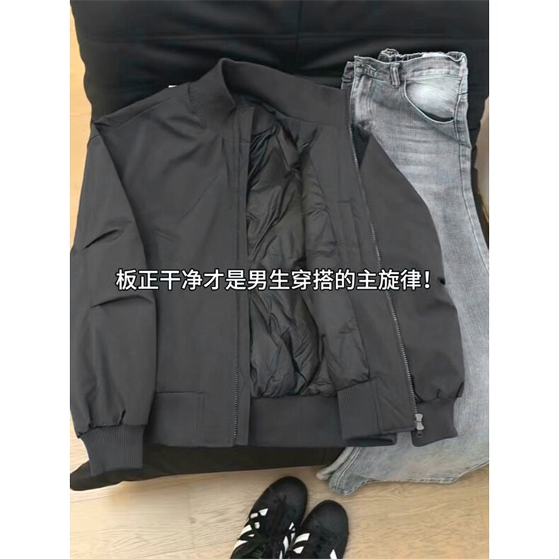 现货美式高街休闲夹克冬季三防立领纯色户外工装加厚棉服外套图片