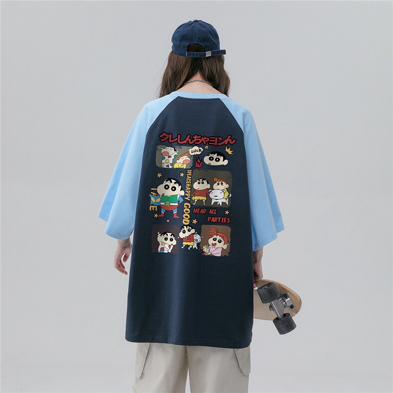 中性风23夏季时尚百搭圆领卡通印花宽松纯棉短袖T恤DT450P40控58,男装T恤,A247A