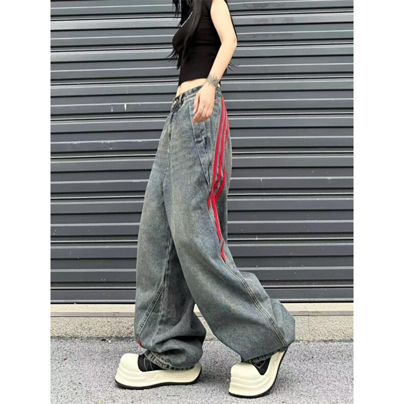 【有货】三条杠条纹牛仔裤男女款美式vibe风裤子G8512HH-特P55,男装牛仔裤,星座1007（原301D）