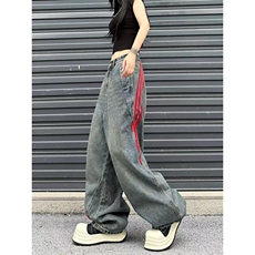 【有货】三条杠条纹牛仔裤男女款美式vibe风裤子G8512HH-特P55，男装牛仔裤，星座1007（原301D）