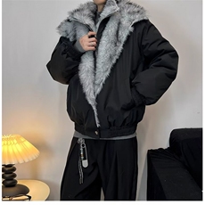 JY635-P100羊羔绒毛棉袄男士加绒连帽棉衣冬装情侣棉服外套网图，男装棉衣，星座1501-3