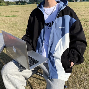 拼色运动外套春季美式复古ins潮牌宽松连帽夹克JK003-P55图片