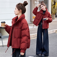 现货！无帽立领时尚白鸭绒羽绒服女小个子加厚保暖冬装上衣，女装羽绒服，沐七七