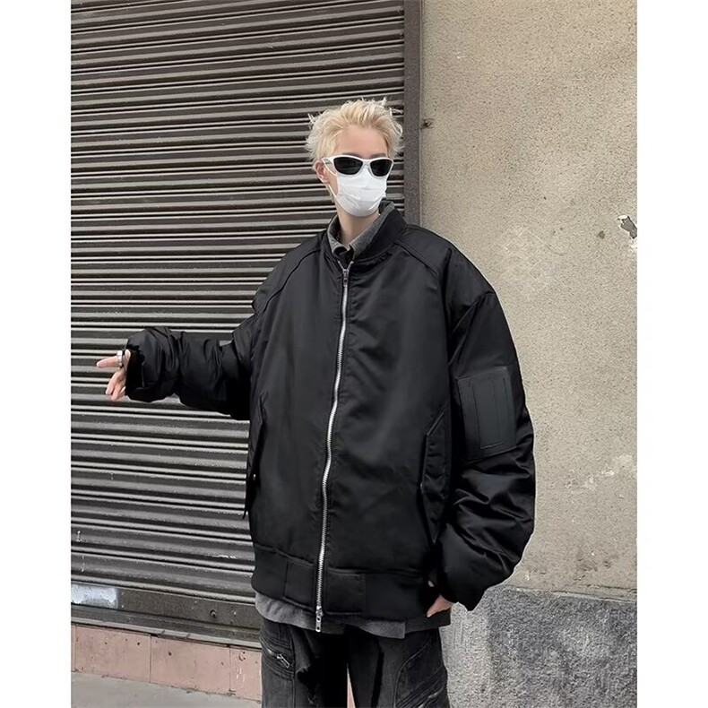 假两件冬季新款翻领棉衣机能面包服潮牌宽松高级感外套-WT821,男装棉衣,星座1002-2