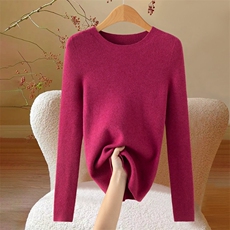 夏季精仿羊毛一线成衣卷边针织短袖T恤女套头纯色打底衫宽松半袖，女装针织衫/毛衣，众美斯特