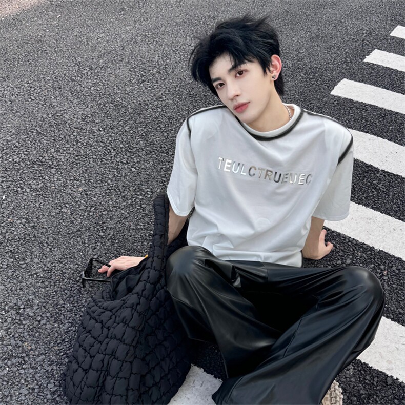 （自家图）渐变扎染重磅垫肩t恤夏季欧美潮牌正肩小众T恤8012-p43，男装T恤，星座910B