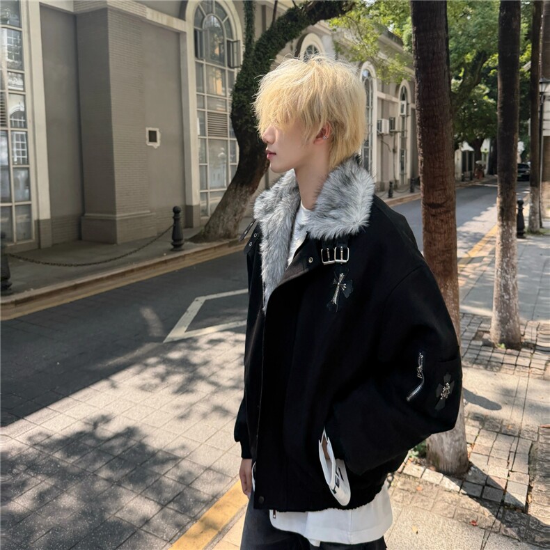 现货美式cleanfit十字架座山雕男女高级感夹棉衣开衫MY7862/P105,男装棉衣,星座205-3