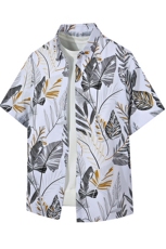大码花衬衫男短袖夏季痞帅休闲上衣服外套翻领衬衣A012/824P35，男装衬衫，电商A012