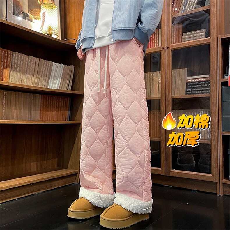 抖音羊羔毛菱格夹棉大码中性拖地棉裤K5613J加棉-特P45控78，男装棉裤，电商A001