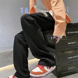秋季休闲裤男宽松束脚裤拼接运动裤D329-QM1109-P45图片