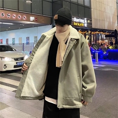 A新款男冬季羊羔毛棉衣男潮港风加绒加厚夹克外套棉袄W2281-P75，男装棉衣，星座512-2