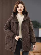 2025冬季时尚休闲夹棉加厚保暖舒适中长款棉服，女装棉衣/棉服，独衣靓