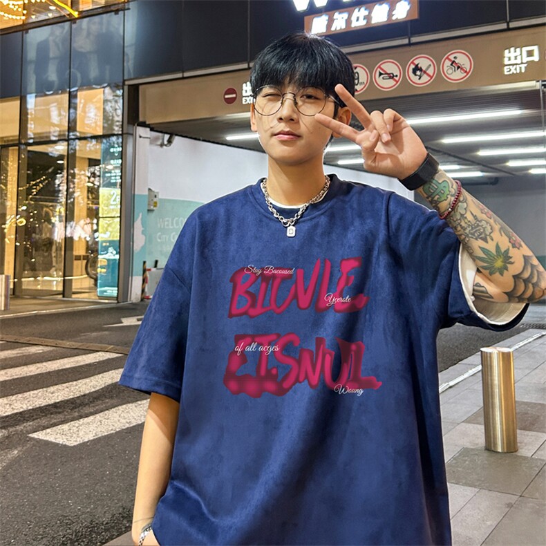 量大优供视频重磅麂皮绒短袖T恤男JPDX218-特P19,男装T恤,电商B367