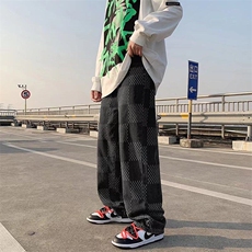 现货~~新款时尚宽松大码牛仔直筒裤子学生百搭格子裤NZ012-P45，男装牛仔裤，星座1103-2