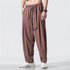 春季中国风棉麻灯笼裤男大码宽松亚麻休闲裤子QT6008-1/K022/P65，男装休闲裤，电商A008