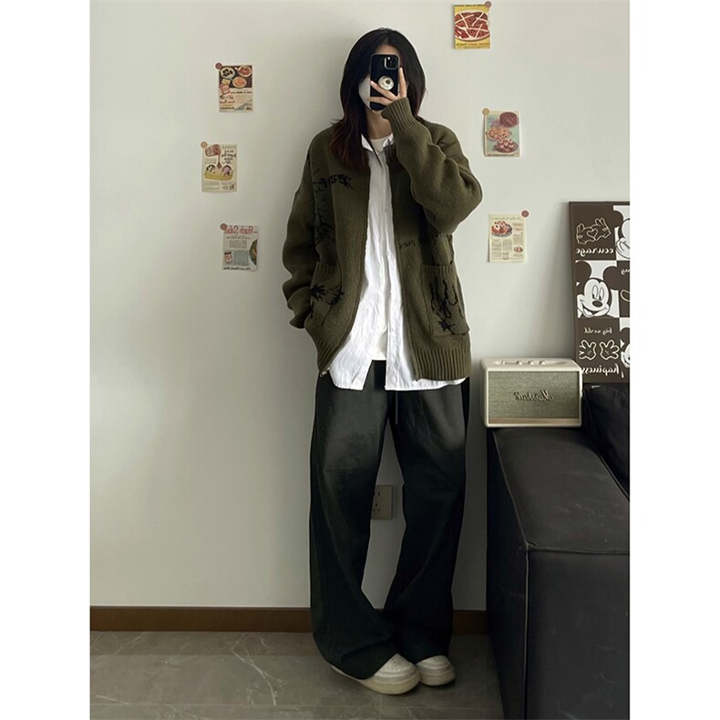 自家网图有货达芬奇手稿拉链针织开衫宽松毛衣外套男女W133-P65,男装针织衫/毛衣,星座1505