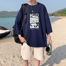 Q11176-P30春夏季七分袖t恤男大码五分袖男短袖中袖，男装T恤，电商A040