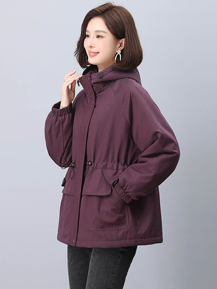 加绒派克服女2024冬季新款宽松大码加厚连帽棉衣外套，女装派克服，忆绮罗