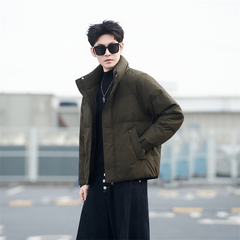 标90绒军咖抖音立领羽绒服男冬季2025新款外套Y960-M-3XL-p245，男装羽绒服，电商B255