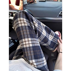 美式复古毛呢格子裤男款秋冬重磅卫裤慵懒风运动休闲裤MKC20P49，男装休闲裤，星座1013-5