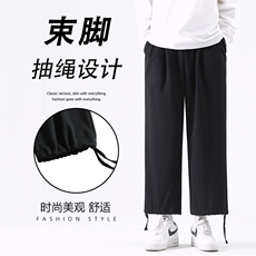 夏季简约黑色卫裤男潮牌宽松百搭束脚裤休闲裤WK525-1特批25，男装休闲裤，星座718-1