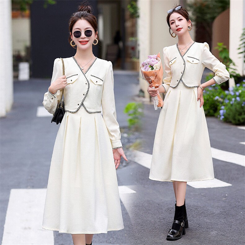 【孤品9折】LI系列专柜569元V领气质轻熟连衣裙花溪25春女装，女装连衣裙，丽美静依