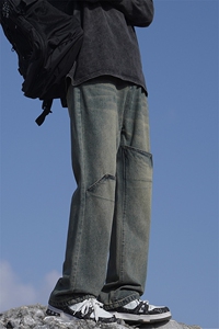美式复古潮牌宽松微喇高街直筒裤男生工装XZ225-3-CK903-P55控75图片