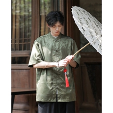 现货~新中式夏季新款五分袖衬衫宽松大码A021-CS9898-P65-控88，男装T恤，电商A021