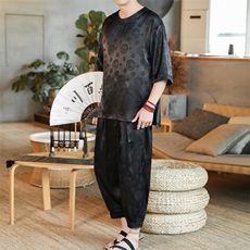 风夏唐装薄款冰丝民族太极服运动休闲服中式套装男A823P75，男装民族服装，钱塘788(原4013)