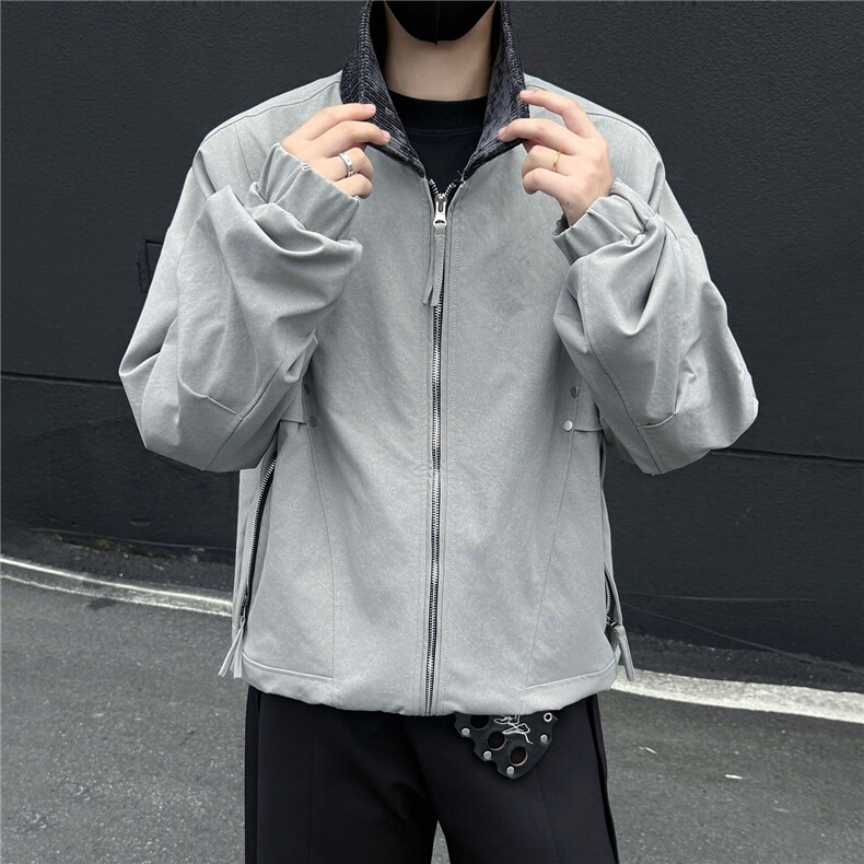 黑墙秋季工装夹克休闲潮牌斜印花翻领休闲外套A436-6108-P75,男装夹克,电商A436
