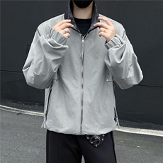 黑墙秋季工装夹克休闲潮牌斜印花翻领休闲外套A436-6108-P75，男装夹克，电商A436