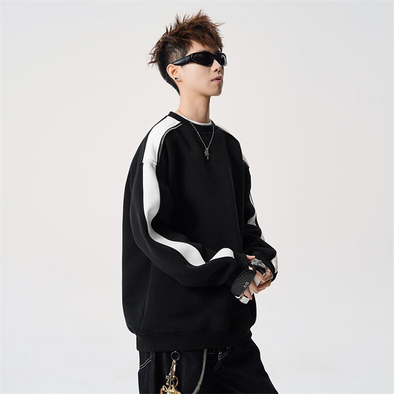 得物二开拼接加绒卫衣男圆领冬季潮套头外套A266-WY60-P35加绒45，女装短外套，电商A266