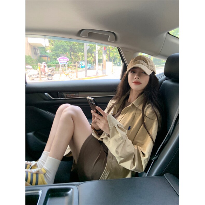 TC1399-P45小马刺绣休闲长袖衬衫上衣女新款宽松慵懒外搭衬衣外套,男装衬衫,星座617A-2