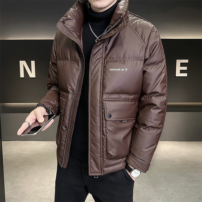 B3538671P140红2025年立领冬季新款男格纹皮料外套【非标】,女装短外套,电商B353