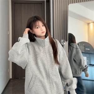 抖音得物品质 26春装美式高街重磅结构纹理立领卫衣夹克外套XS105图片