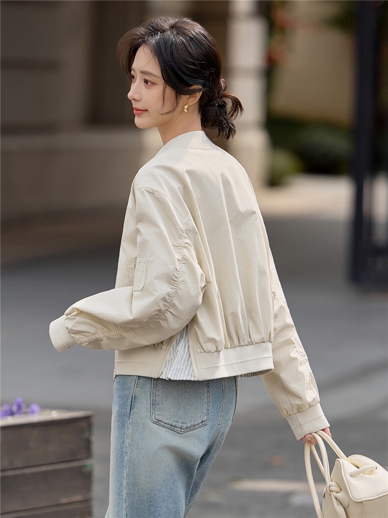 美式复古秋季新款廓形飞行夹克女款2026短款设计感短款拉链短外套,女装短外套,梦懿尔