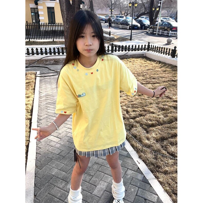 H0837-P35推荐#全刺绣休闲宽松潮牌短袖T恤,女装T恤,星座617A-2