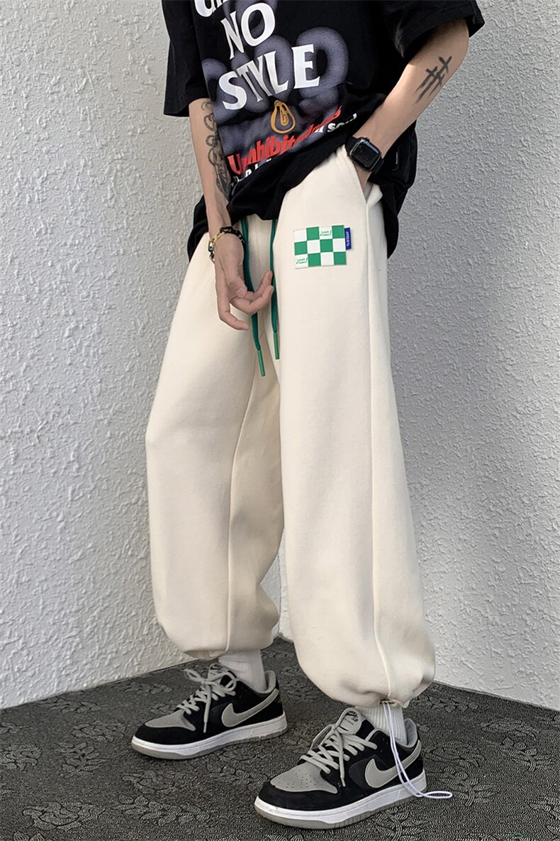 秋季港风休闲裤男包边包条拖地裤宽松大码束脚裤卫裤KP61P55,男装休闲裤,星座1204-3