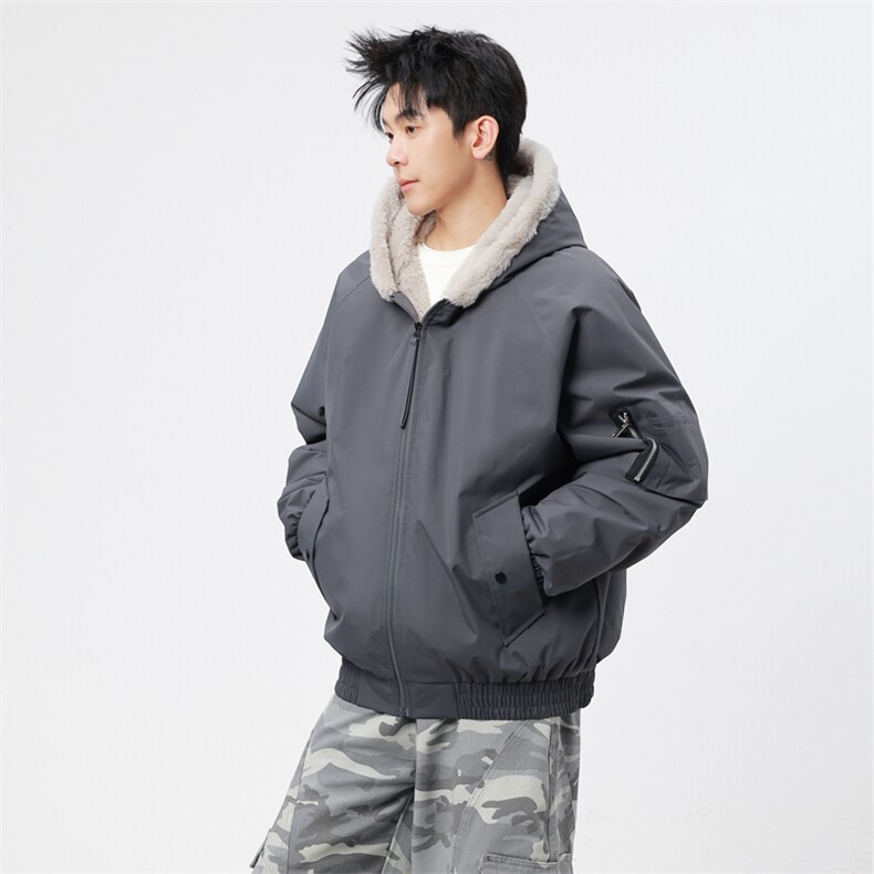 自家图有视频加绒毛领棉衣冬季新款座山雕连帽派克棉服M2555p88,男装棉衣,电商D315