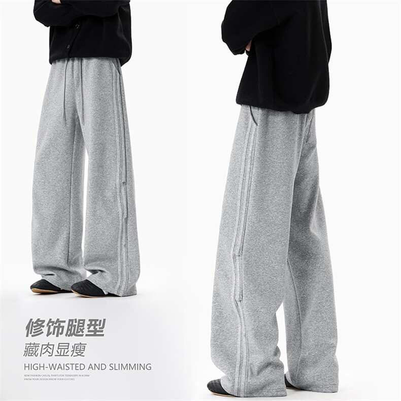 美式侧边条纹休闲卫裤男秋季新款2025宽松阔腿裤子-A2250TP45控68,男装休闲裤,电商B241