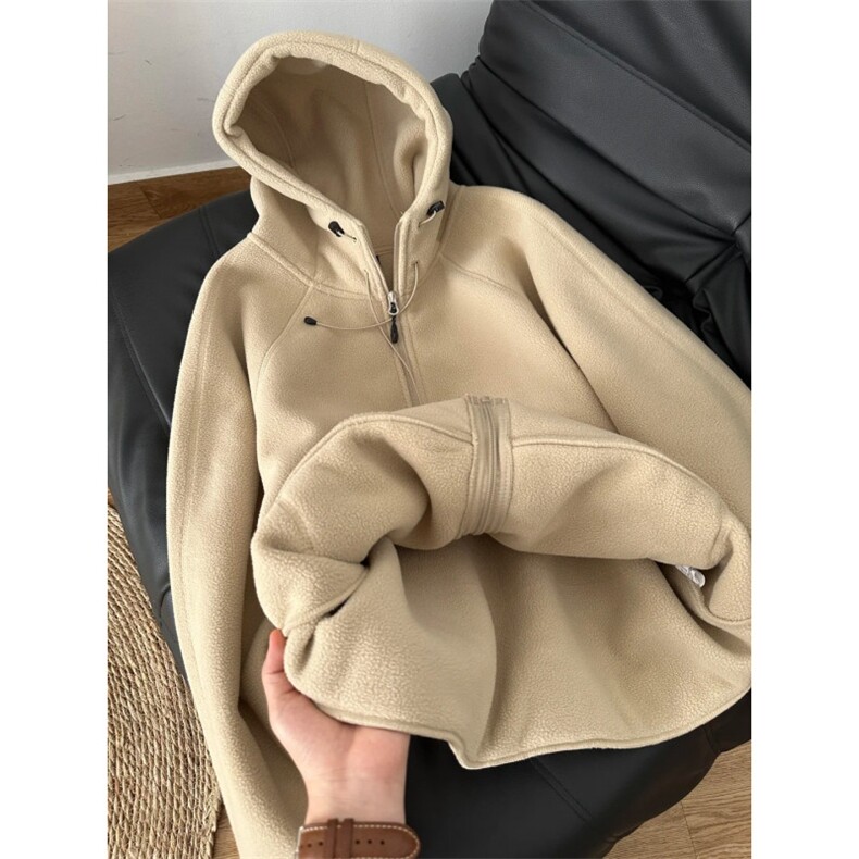 摇粒绒连帽拉链卫衣外套1302-GS02-P55成分100聚酯纤维,女装短外套,星座1302