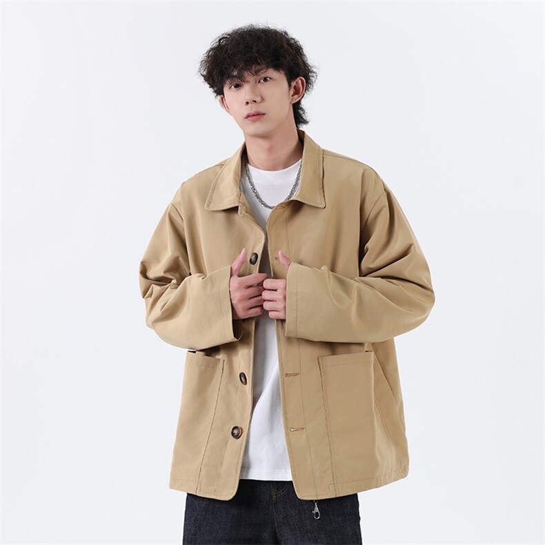 春季复古格子内胆巴恩风风衣男休闲翻领外套F99P70，男装风衣，电商C323