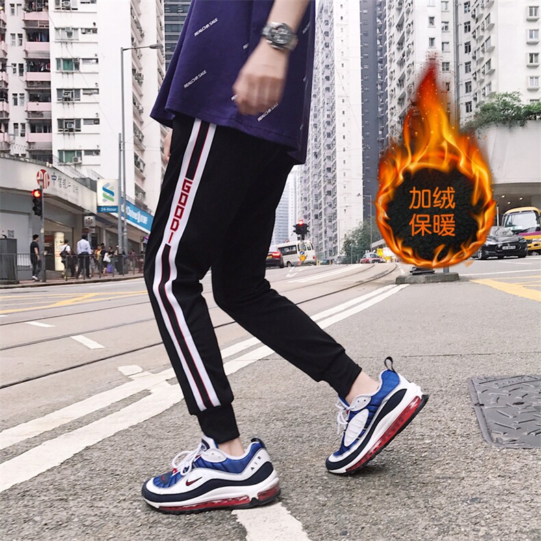 加绒棉裤港风中性休闲裤bf风男运动裤情侣小脚裤ins长裤919/P45,男装休闲裤,星座1506-1