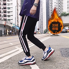加绒棉裤港风中性休闲裤bf风男运动裤情侣小脚裤ins长裤919/P45，男装休闲裤，星座1506-1