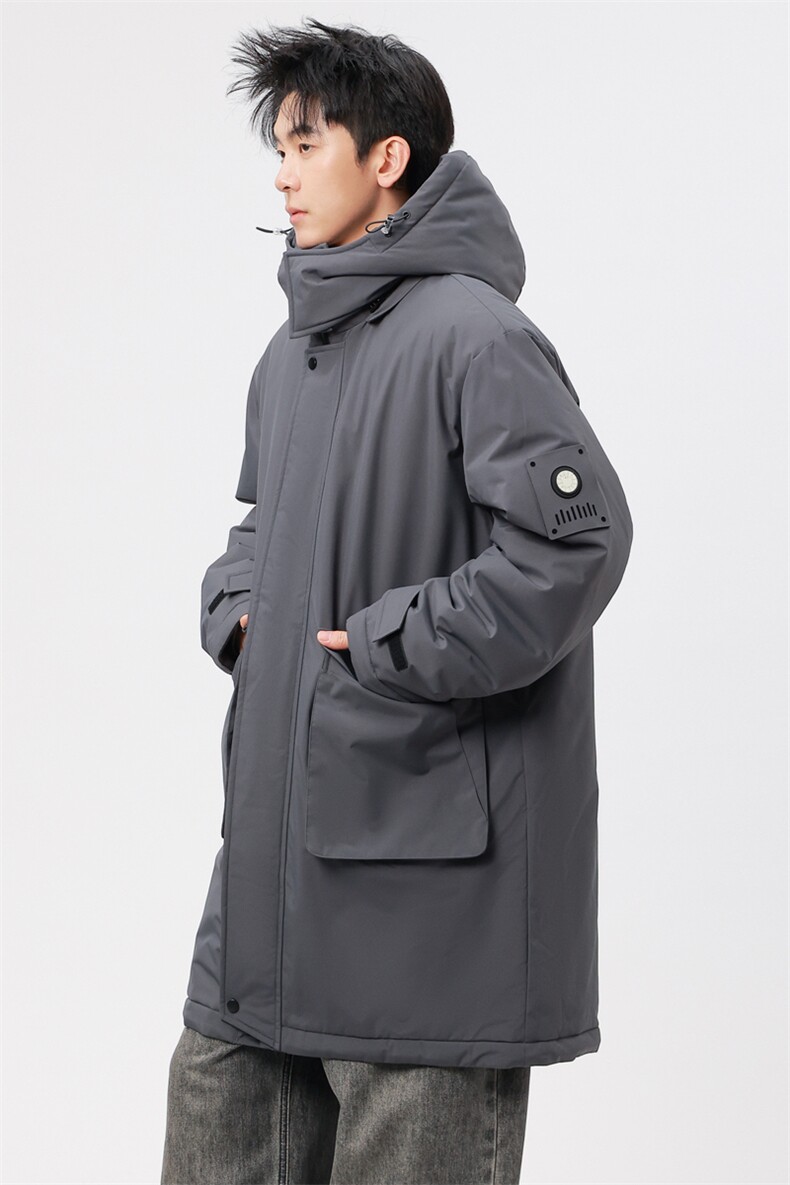 自家图有视频中长款棉服连帽登山情侣聚热保暖工装棉衣M2573p110,男装棉衣,电商D315