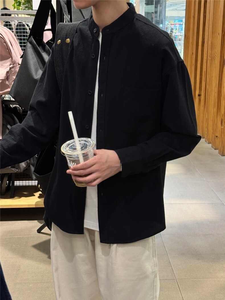 长袖立领仿麻休闲衬衫1302-GC67-P40控68成分100棉,男装衬衫,星座1302