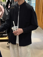 长袖立领仿麻休闲衬衫1302-GC67-P40控68成分100棉，男装衬衫，星座1302