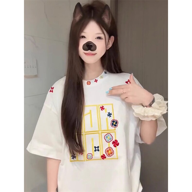 万针全刺绣工艺抖音得物高品质260克重磅纯棉双纱美式高街短袖T恤,男装T恤,电商A486